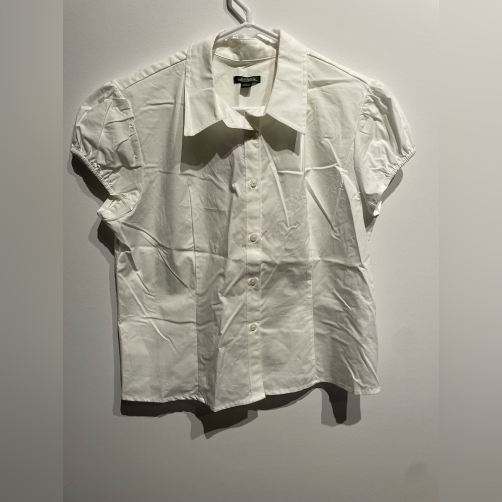 Wild Fable Women's Puff Sleeve Button-Down Shirt White Size XL NWT